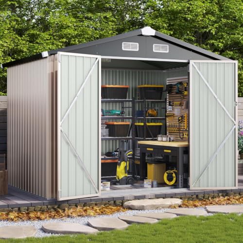 8'x6' Outdoor Storage Shed with Base (Brown / 8'x6')