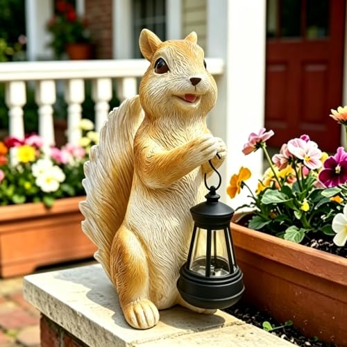 Resin Squirrel Statue IP65 Waterproof Lawn Garden Outdoor Decor (Squirrel Statue)