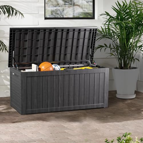 300 Gallon Deck Boxes Outdoor Waterproof (Black / 300 GAL)