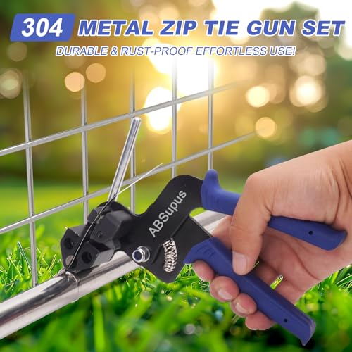 Metal Zip Tie Gun Kit with 200 Pcs 12" Stainless Steel Cable Ties (Silver / 12 inch (200 pcs) + Tool (0.12-0.47 inch))