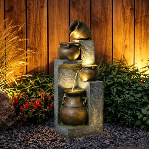53" H Large Water Fountain Outdoor (Gray)