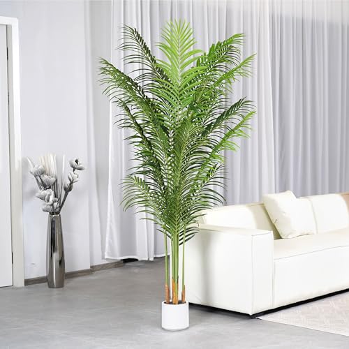 Artificial Palm Tree for Home Decor Indoor 6.6Ft Large Tall Fake Plants Faux Tropical Areca Palm Silk Floor Plant in Pot Living Room Office Garden Decoration Housewarming Gift (6.6 Feet)