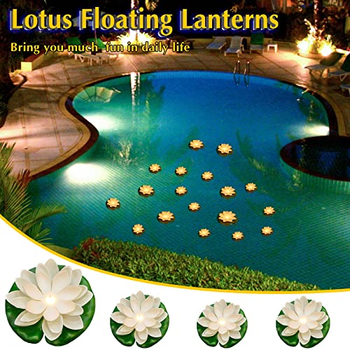 18 Pcs 3.94 5.91 in Floating Lotus Lights with Battery (3.94/ 5.91 Inch / White)