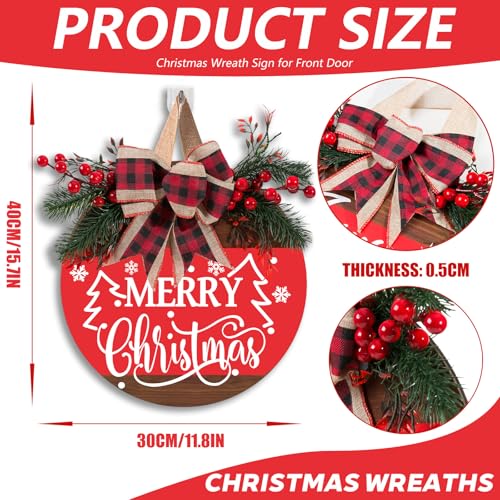 Merry Christmas Wreath Sign for Front Door (Christmas Door Sign-c)