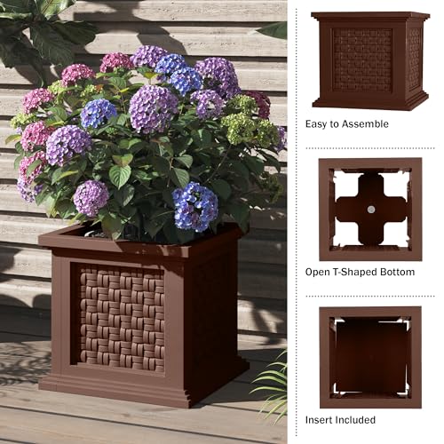 Rattan Style Outdoor Planter Box (Brown)