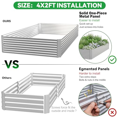 4 Pack Corrugated Galvanized Steel Raised Garden Bed Outdoor (4x2FTx10inch)