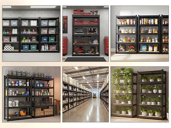 Set of 3 Storage Shelves 5 Tier Garage Shelving Heavy Duty Load 2000LBS (11.8"D x 82.8"W x 60"H)