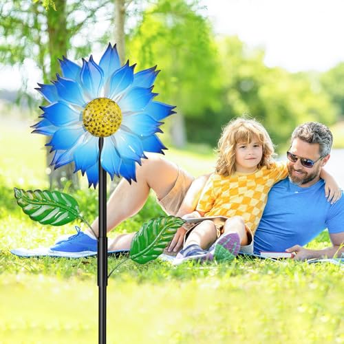 Blue Flower Metal Wind Spinner (Blue Flower)