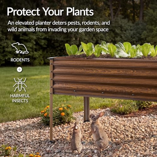 48x24x30in Galvanized Raised Garden Bed (48x24x30in / Wood Grain)
