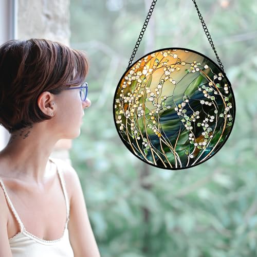 Stained Glass Window Hanging Plant Vine Suncatcher Gifts for Women 12"