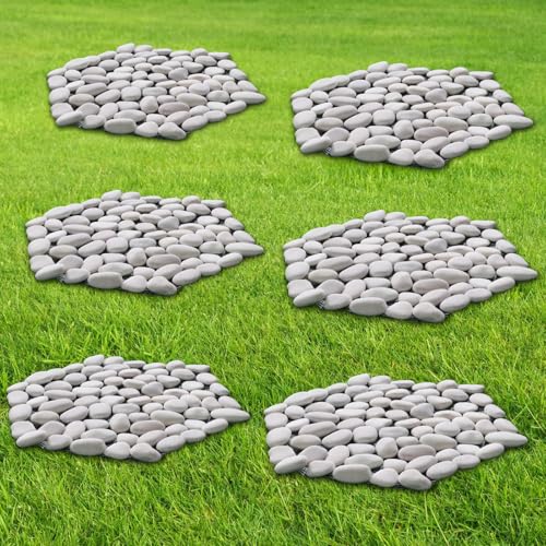 10in River Rock Stepping Stones Set (Rhombus / White)