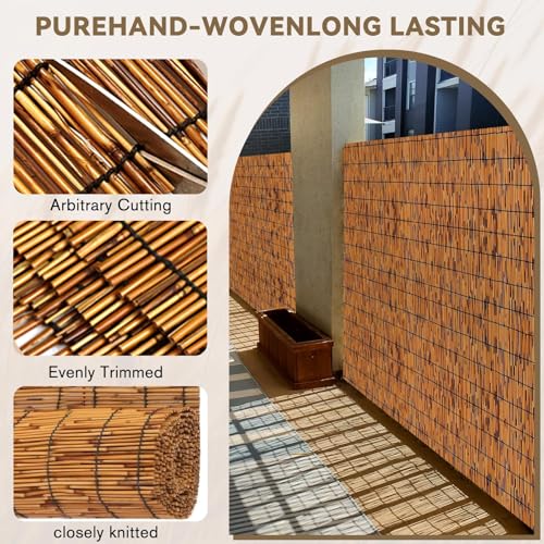 Bamboo Reed Fencing (4 x 16 FT (2 Pcs) / Light Russet)