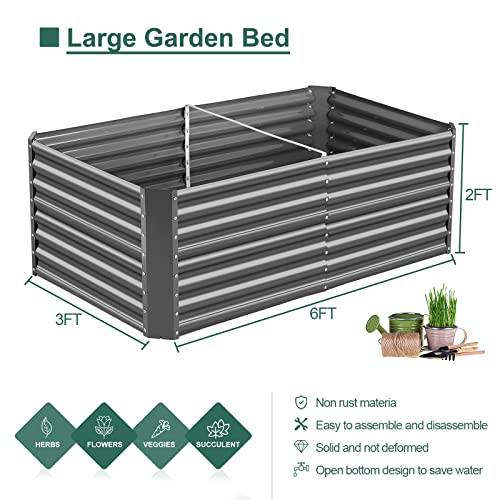 6×3×2 ft Galvanized Raised Garden Bed Kit