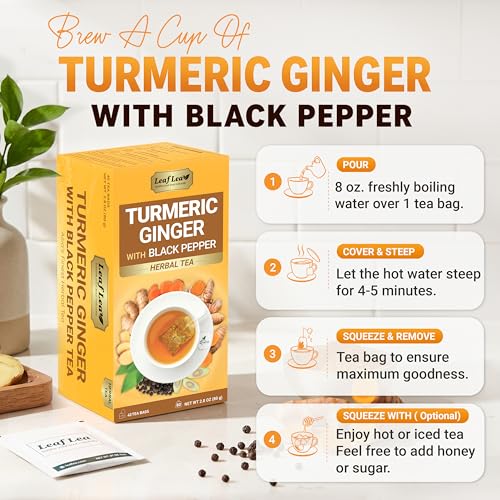 Turmeric Ginger Black Pepper Tea Bags (120 Tea Bags (Pack of 3))