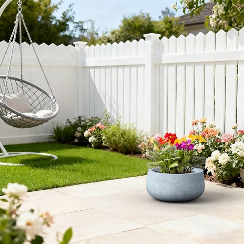 Blue Gray Concrete Planter 16" Dia All (Gray / 15.7"w)