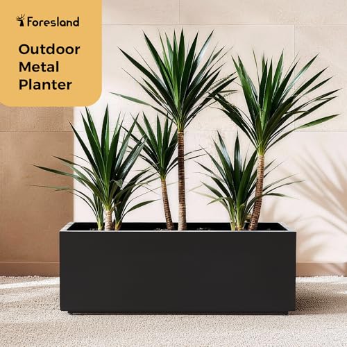 Outdoor Metal Planter Box 40Wx12Dx16H (40Wx12Dx16H / Black)