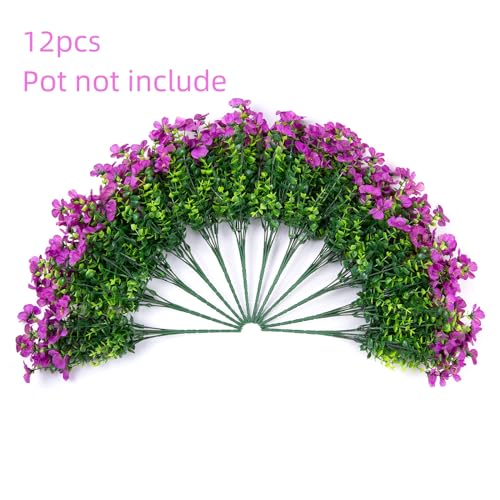 Artificial Flowers for Outdoor Indoor Garden Home Decoration (Purple)