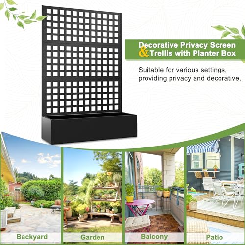 Metal Raised Garden Bed with Trellis Outdoor