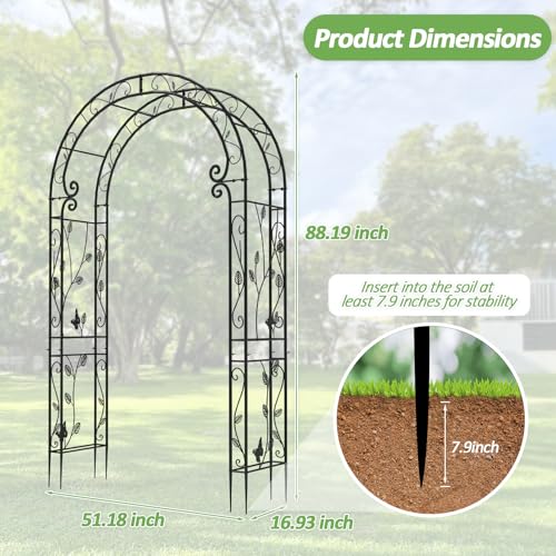 Sturdy Metal Garden Arch with Rust (88"(H)*51"(L)*17"(W))