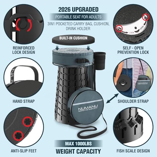 XXL Round Collapsible Stool (XXL Round (Stool & 3IN1 Carry Bag))