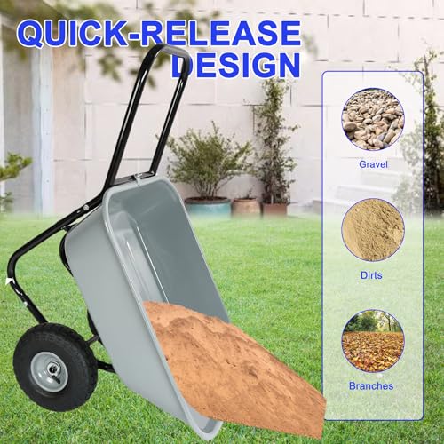 Dual Wheel Wheelbarrow (Gray)