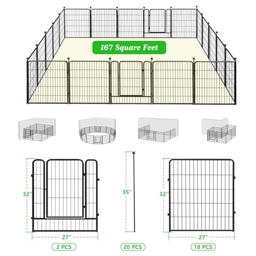 Garden Fence with Gate Metal Fencing for Yard (107 Sq Ft)
