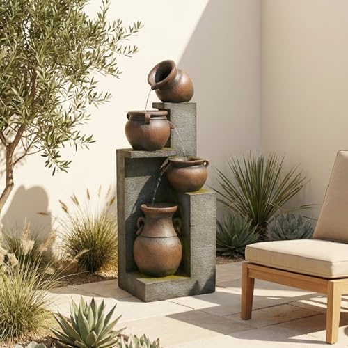 53''H Water Fountain Outdoor Garden Fountain Large (Gray-53''h)