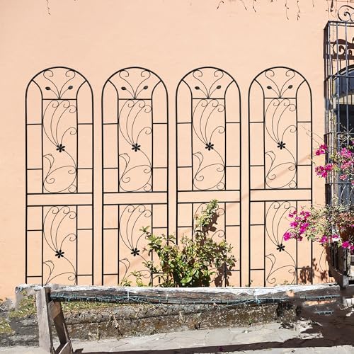 Metal Garden Trellis Rustproof Trellis for Climbing Plants Outdoor Flower Support Peacock Style