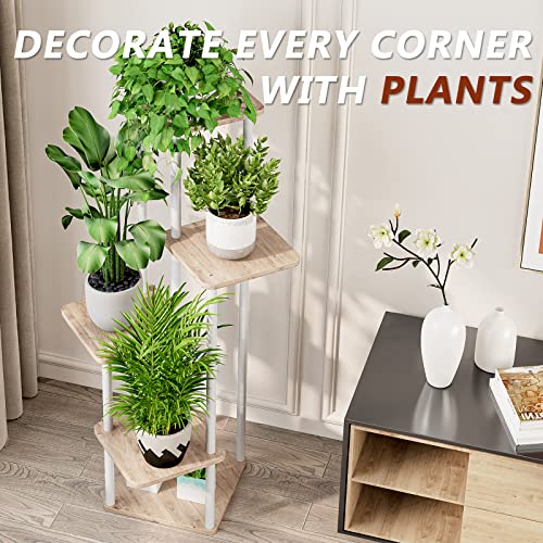 5 Tier Tall Plant Stand Indoor Corner Tiered Shelf Metal MDF Board