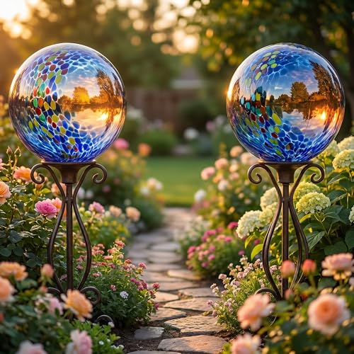 Sunnydaze 10" Glass Gazing Ball for Garden (Primary Color Burst)