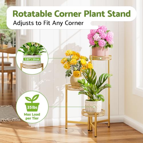 3 Tiered Gold Plant Stand Indoor Outdoor (GoldFlower / 3-tiers)