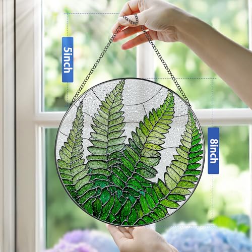 8 Inch Stained Glass Ornament (Fern Plant)