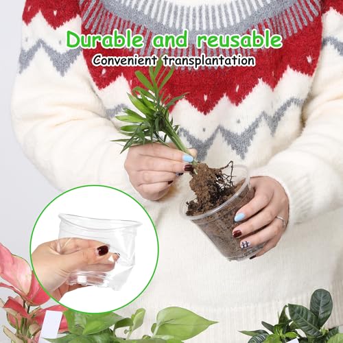 60 Pack 4 Inch Clear Nursery Pots with Drainage Hole (4 Inch 60 pack)