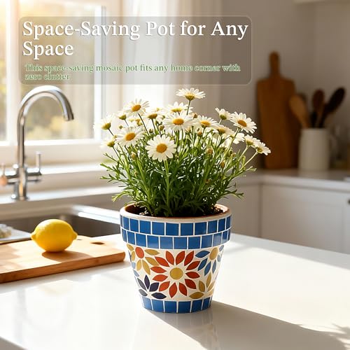 Mosaic Flower Pot (Blue$yellow)