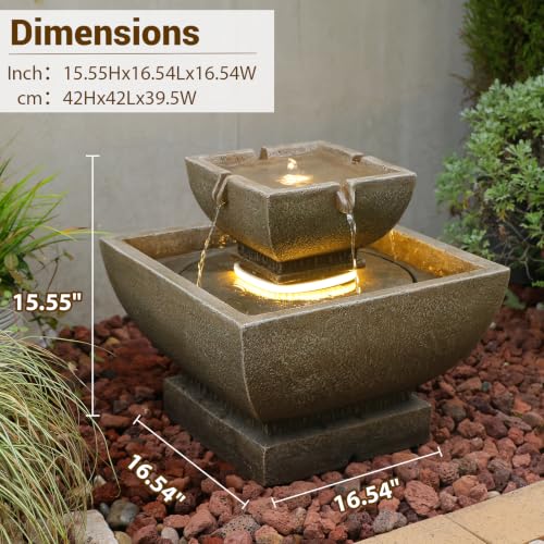 Small Modern Outdoor Water Fountain for Outdoor and Indoor Decor Brown (15.55H-BROWN / 15.55h-brown)