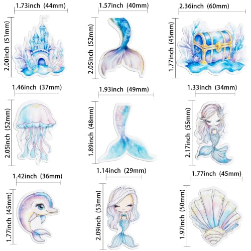 54Pcs Edible Colorful Mermaid Tails Cupcake Toppers Ocean Animal Cupcake Picks for Under The Sea Party Decoration Baby Shower Girls Mermaids Birthday Ocean Theme Bridal Shower Wedding Supplies (Light Blue Purple)