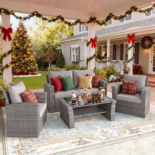 4 Piece Patio Furniture Set (Grey / 4)