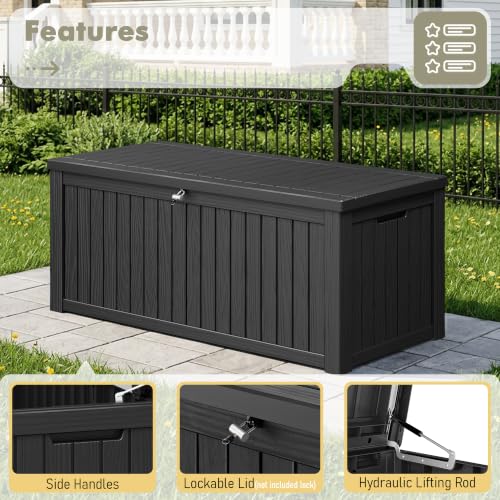 220 Gallon Outdoor Storage Box Waterproof Deck Box for Patio (Black / 220 Gallon)