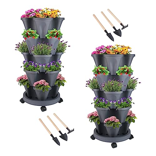 Stackable Planter (Dark Gray / 5Tier-2 Pack)