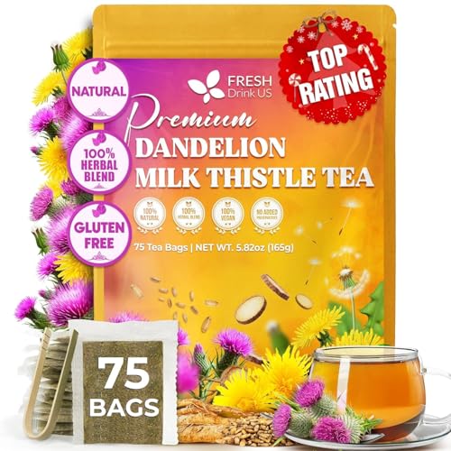 Premium Dandelion Milk Thistle Herbal Tea (75 Tea Bags)