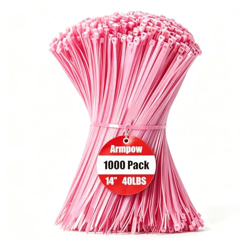 14 Inch Zip Ties Pink 1000 PCS (14 inch / Pink)