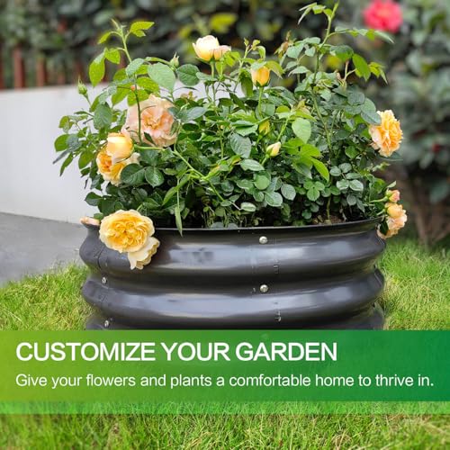 GARDMAX 2 Pack 2x2x1FT Galvanized Round Raised Garden Bed Kit (Dark Grey / 2 x 2 x 1 ft (Pack of 2))