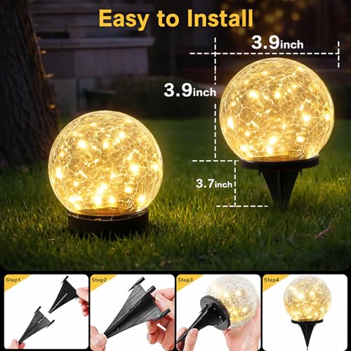12 Pack 3.9" Solar Garden Lights Outdoor Waterproof (12 Pack / Warm White)