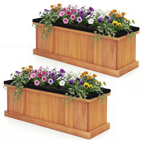 Outdoor Raised Garden Bed Set of 2 (Orange / 28"x10"x10")