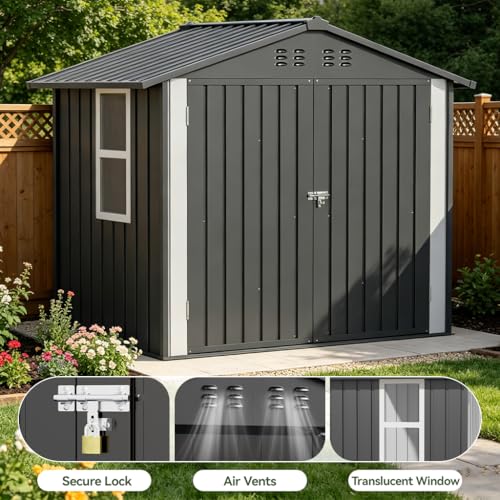Outdoor Storage Shed with Window (Light Grey / 6'*4')