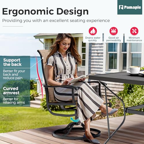 7 Piece Outdoor Dining Set (Beige / 7-Piece(59"))