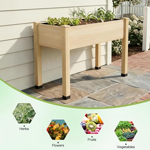 48"x24"x30" Raised Garden Bed with Legs (Wood / 48×24×30 In -Regular)