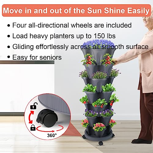 Stackable Planter (Dark Gray / 7Tier-2 Pack)