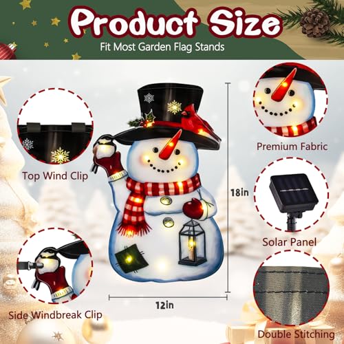Lighted Christmas Snowman Garden Flag (Smile Snowman-White-12x18 / 12×18inch)