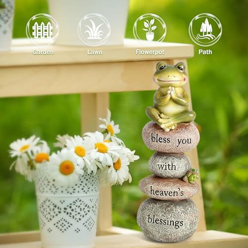 Garden Yoga Frog Statue Decor Meditation Zen Yoga Frog Figurines for Home and Garden Decoration (Multicolor)